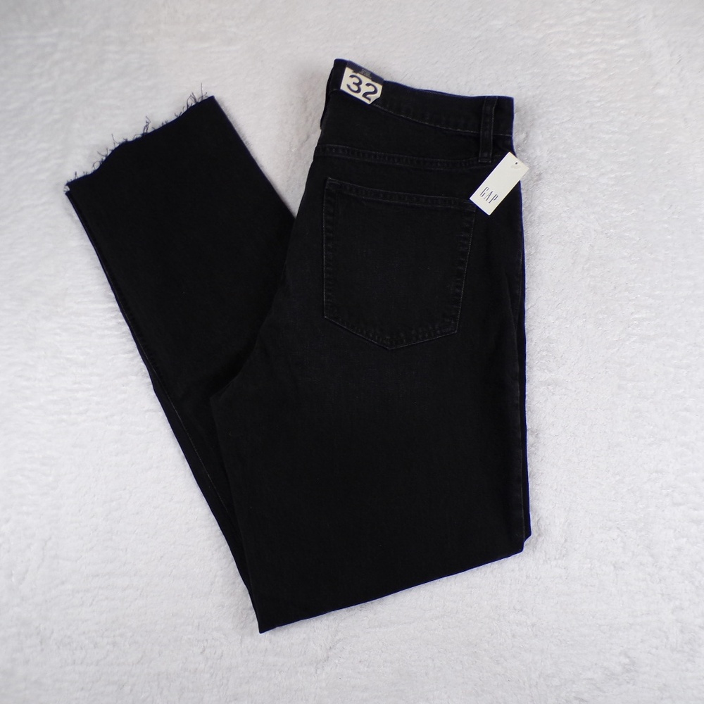 GAP Cheeky Straight Sky High Distressed Dark Wash Women's Jeans - Size 32/14Tall